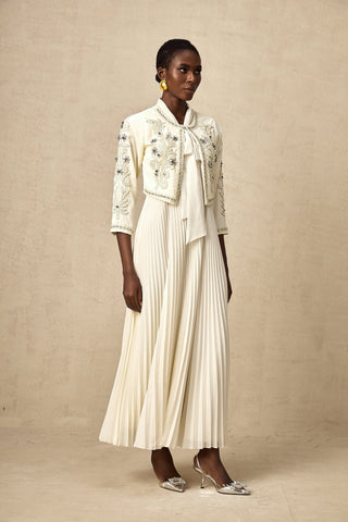 Blanche Crystal-Embellished Jacket and Dress Set — White