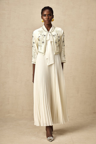 Blanche Crystal-Embellished Jacket and Dress Set — White