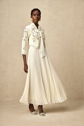 Blanche Crystal-Embellished Jacket and Dress Set — White