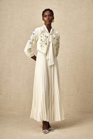 Blanche Crystal-Embellished Jacket and Dress Set — White