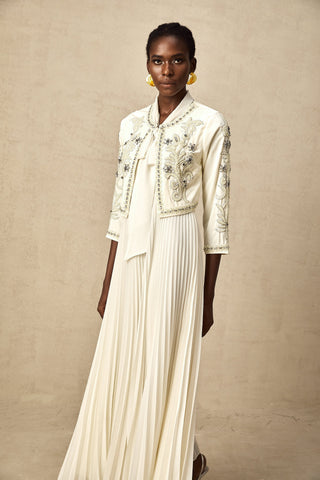 Blanche Crystal-Embellished Jacket and Dress Set — White