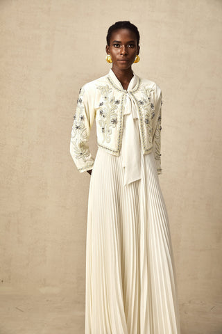 Blanche Crystal-Embellished Jacket and Dress Set — White
