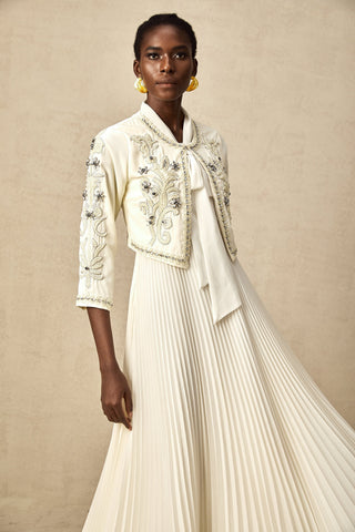Blanche Crystal-Embellished Jacket and Dress Set — White