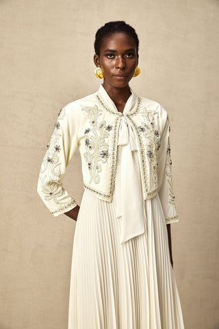 Blanche Crystal-Embellished Jacket and Dress Set — White