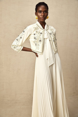 Blanche Crystal-Embellished Jacket and Dress Set — White