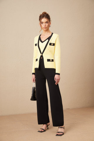 Eloise Knit Cardigan, Vest, and Trousers Set
