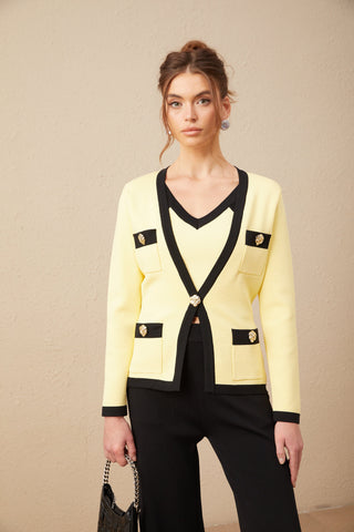 Eloise Knit Cardigan, Vest, and Trousers Set