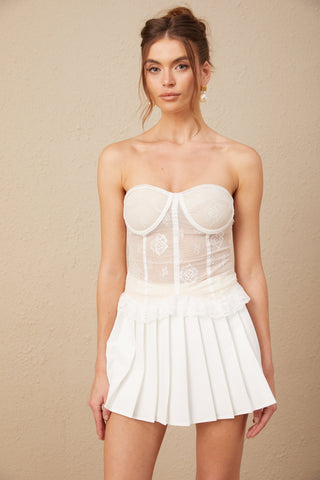 Allison Lace Corset Top and Skirt Set — White