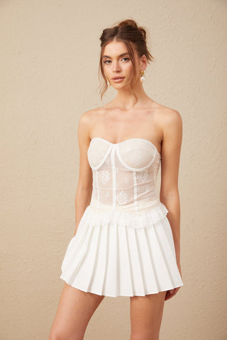Allison Lace Corset Top and Skirt Set — White