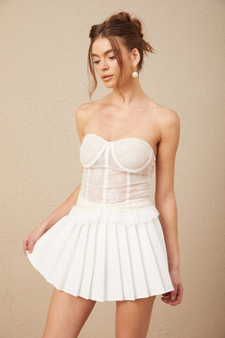 Allison Lace Corset Top and Skirt Set — White
