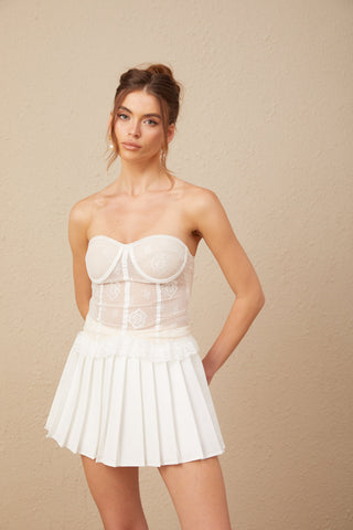 Allison Lace Corset Top and Skirt Set — White