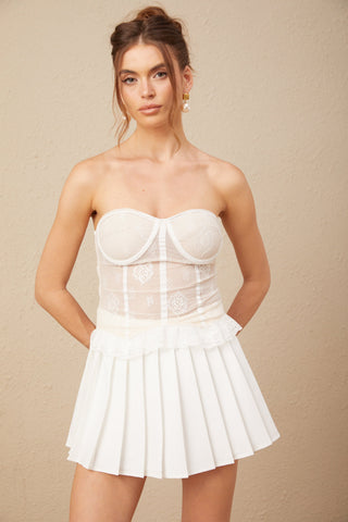Allison Lace Corset Top and Skirt Set — White