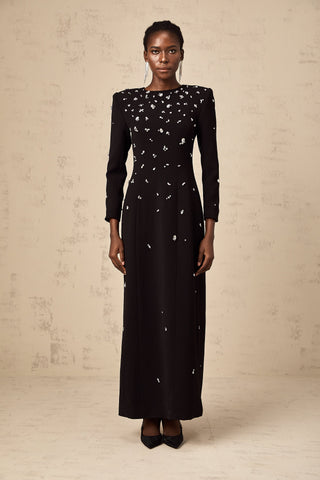 Imelda Crystal-Embellished Maxi Dress — Black