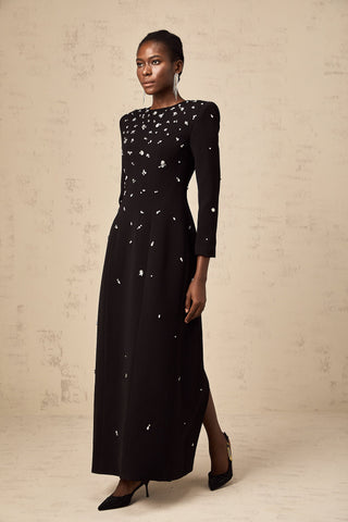Imelda Crystal-Embellished Maxi Dress — Black