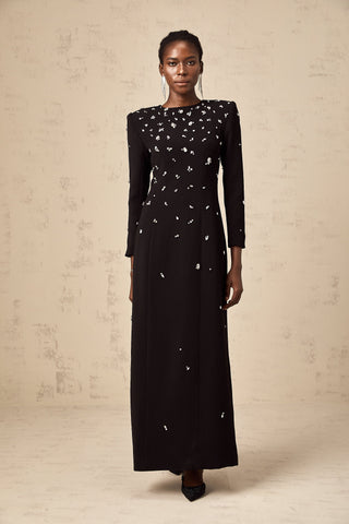 Imelda Crystal-Embellished Maxi Dress — Black