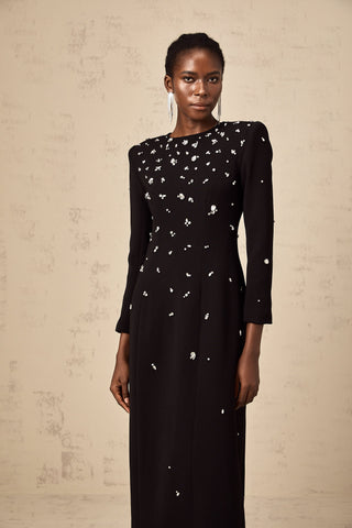 Imelda Crystal-Embellished Maxi Dress — Black