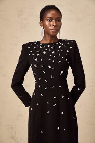Imelda Crystal-Embellished Maxi Dress — Black