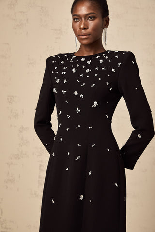 Imelda Crystal-Embellished Maxi Dress — Black