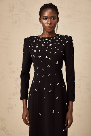 Imelda Crystal-Embellished Maxi Dress — Black