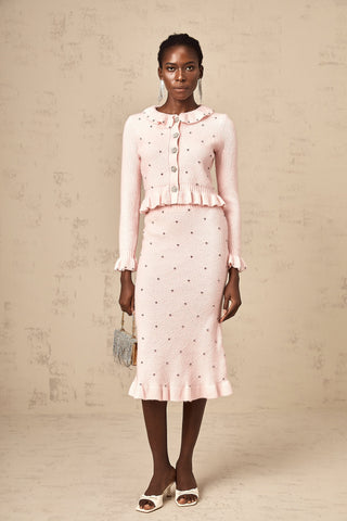 Julia Argyle Knit Cardigan and Skirt Set — Pink