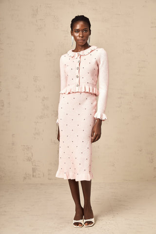 Julia Argyle Knit Cardigan and Skirt Set — Pink