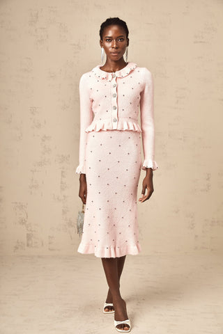Julia Argyle Knit Cardigan and Skirt Set — Pink