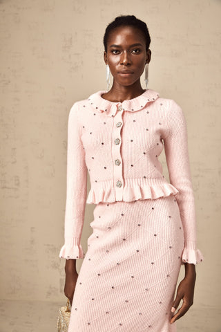 Julia Argyle Knit Cardigan and Skirt Set — Pink