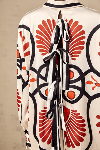Amaranta Graphic Print Shirt and Trousers Set — White & Multicolor