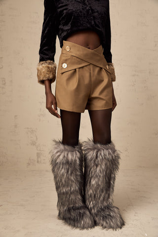 Chlore Crossover Shorts — Khaki