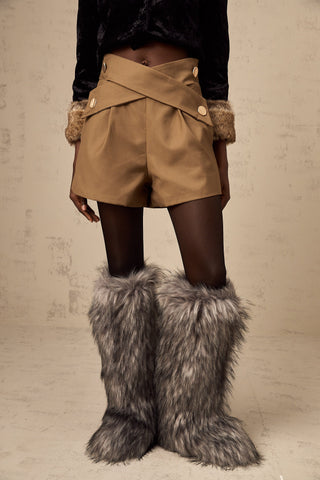 Chlore Crossover Shorts — Khaki