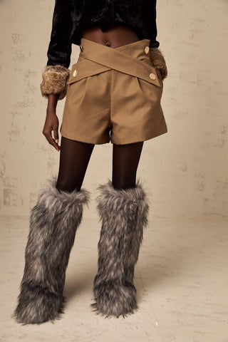 Chlore Crossover Shorts — Khaki