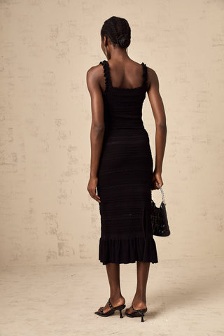 Céleste Ruffled Knit Top and Skirt Set — Black
