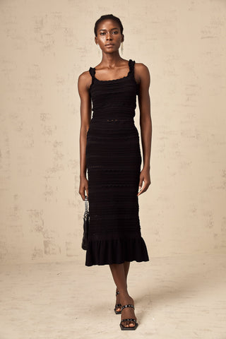 Céleste Ruffled Knit Top and Skirt Set — Black