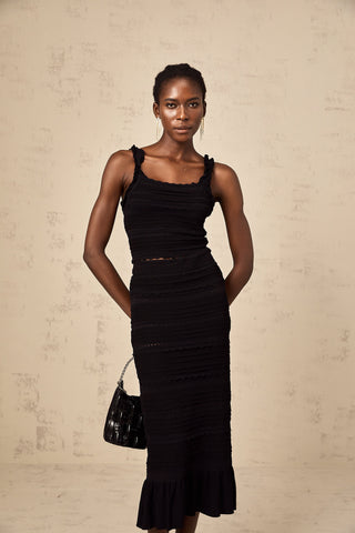 Céleste Ruffled Knit Top and Skirt Set — Black