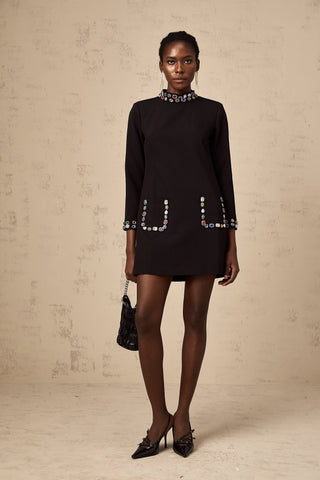 Juliette Crystal-Embellished Mini Dress — Black