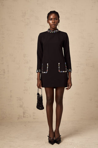 Juliette Crystal-Embellished Mini Dress — Black