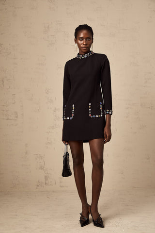 Juliette Crystal-Embellished Mini Dress — Black