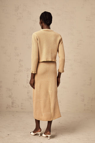 Léna Knit Cardigan and Skirt Set — Khaki