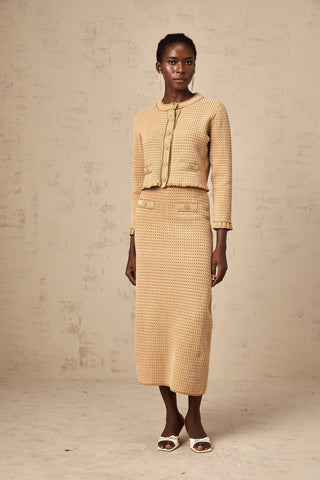 Léna Knit Cardigan and Skirt Set — Khaki