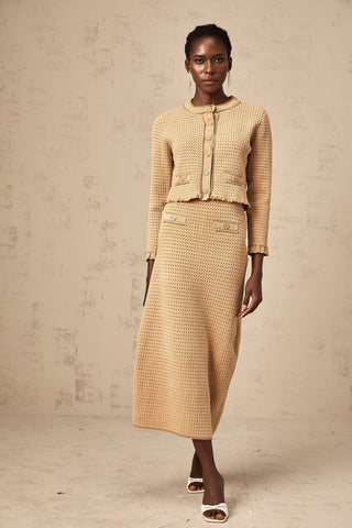 Léna Knit Cardigan and Skirt Set — Khaki