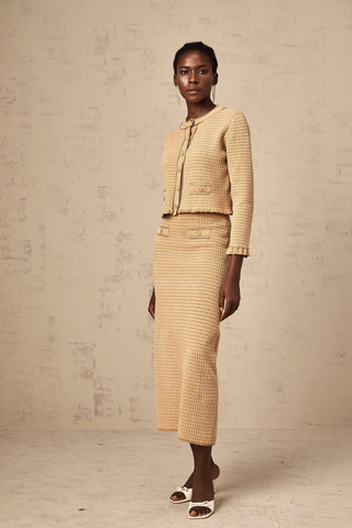 Léna Knit Cardigan and Skirt Set — Khaki