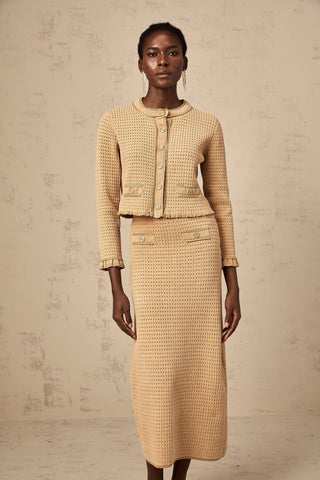 Léna Knit Cardigan and Skirt Set — Khaki