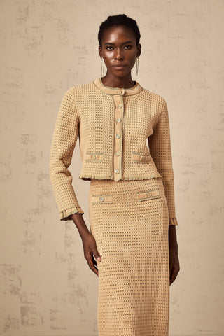 Léna Knit Cardigan and Skirt Set — Khaki