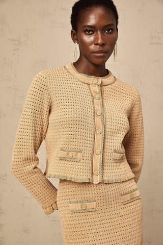 Léna Knit Cardigan and Skirt Set — Khaki