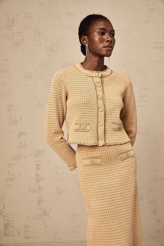 Léna Knit Cardigan and Skirt Set — Khaki