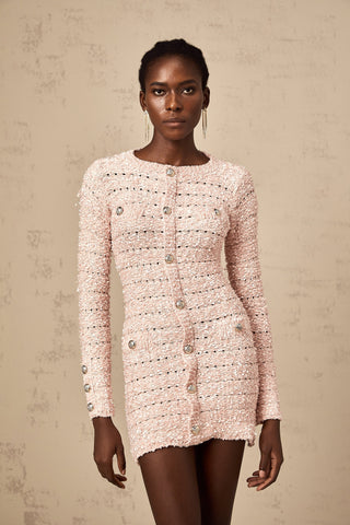 Khady Form-Fitting Knit Mini Dress — Pink