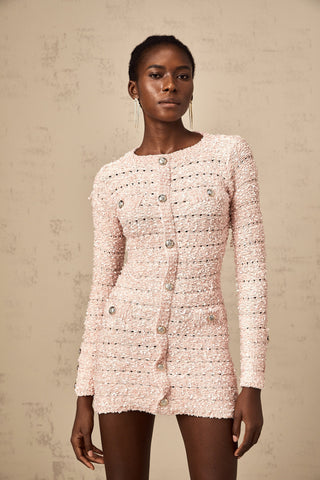 Khady Form-Fitting Knit Mini Dress — Pink