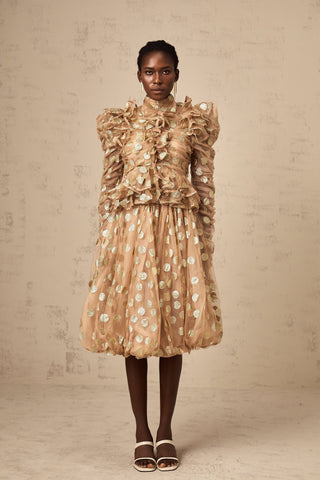 Frida Polka-Dot Tulle Blouse and Skirt Set