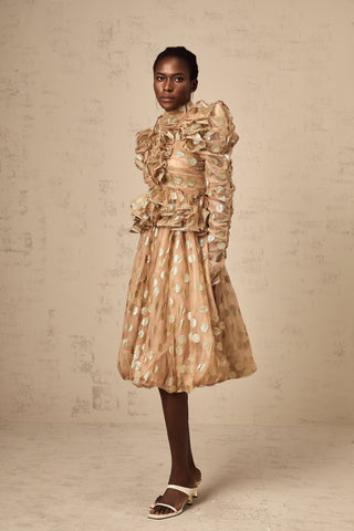 Frida Polka-Dot Tulle Blouse and Skirt Set