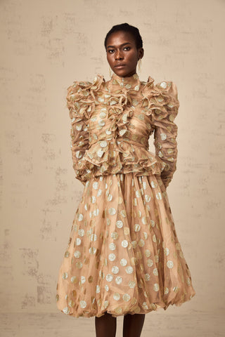 Frida Polka-Dot Tulle Blouse and Skirt Set